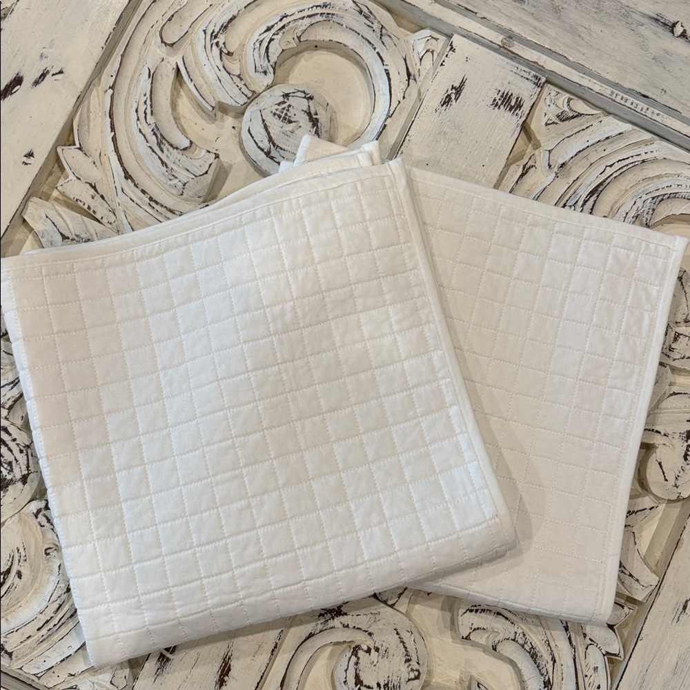 NWOT 2 Urban Habitat Euro Shams White Quilted 100% Cotton Shabby Chic Coastal